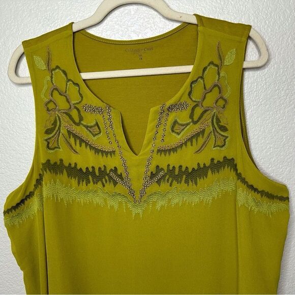 Coldwater Creek Olive Green Embroidered Tank Top - Picture 3 of 12